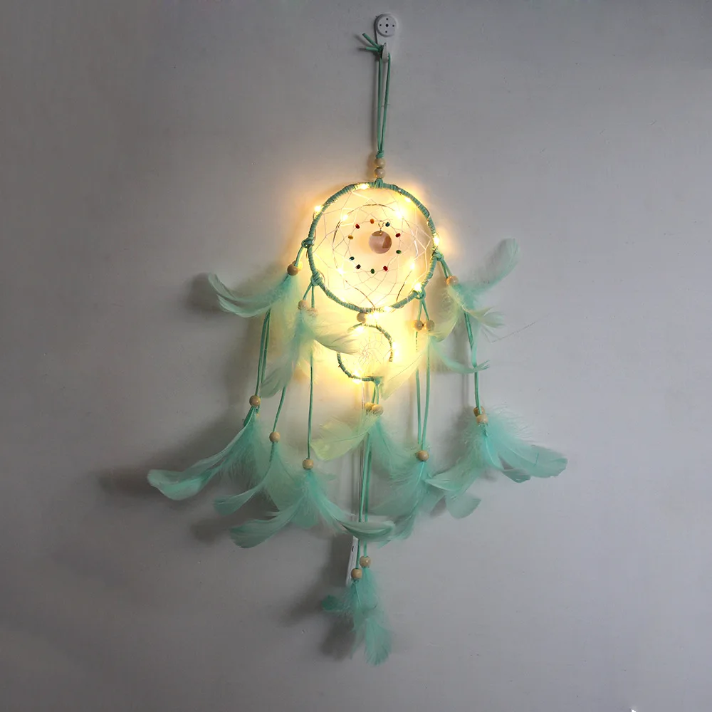 Creative Night Light Dream Catcher Mural Decoration Pendant Two Ring Simple Wall-Mounted Best Friend | Дом и сад