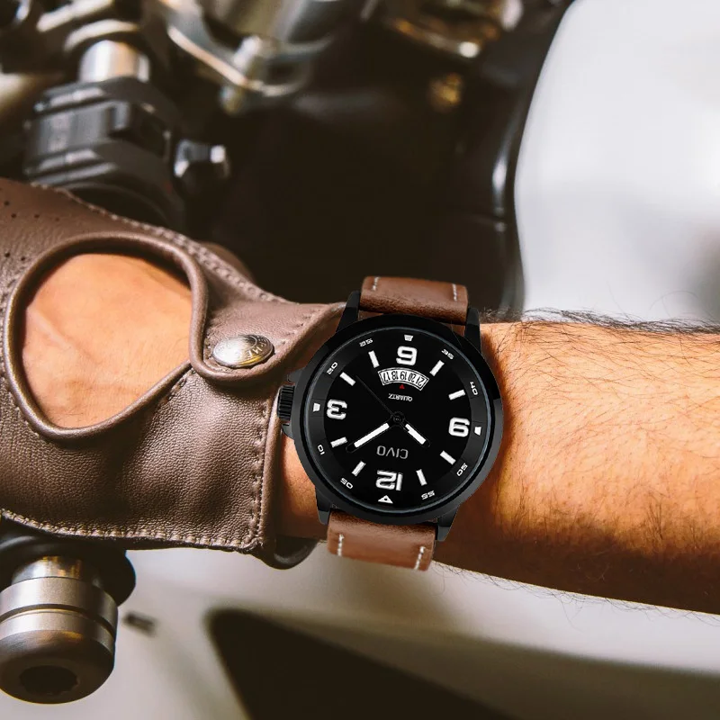 

CIVO New Fashion 2019 Mens Quartz Leather Watch With Waterprooof Analogue Date Calendar Wrist Watch Men Simple Design Male Clock