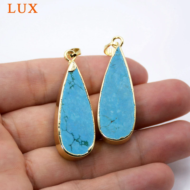Large Teardrop Pendant Gold Bezel Hand Made charms Jewelry Supplies turquoises Pendant howlite Gem stone Jewelry
Large Teardrop Pendant Gold Bezel Hand Made charms Jewelry Supplies turquoises Pendant howlite Gem stone Jewelry