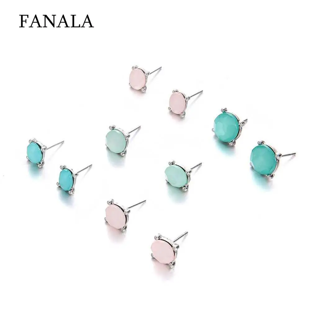5 Pairs Candy-colored Geometric Stud Earrings Casual Ring Women 0.7-1.4 cm / 0.3-0.6 inch Fashion Jewelry | Украшения и
