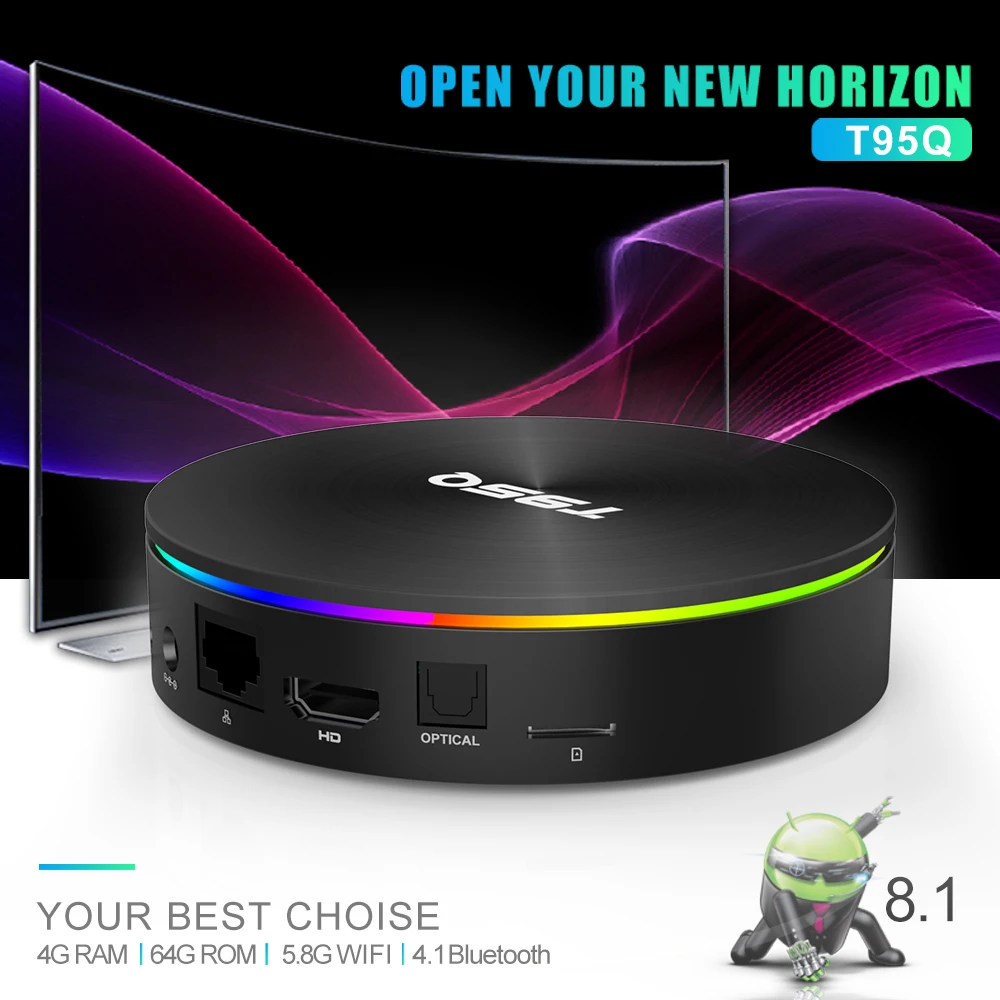 ТВ приставка T95Q Android 8 1 Amlogic S905X2 4 + 64 ГБ ядра Wi Fi BT4.1 1000 м 4K 32 ГБ|ТВ-приставки и