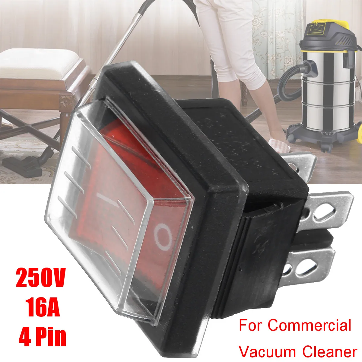 1PC 36*29mm 250V SPST 4 Pin Waterproof Boat Rocker Switch For Industrial Vacuum Cleaners With Waterproof Cover
1PC 36*29mm 250V SPST 4 Pin Waterproof Boat Rocker Switch For Industrial Vacuum Cleaners With Waterproof Cover