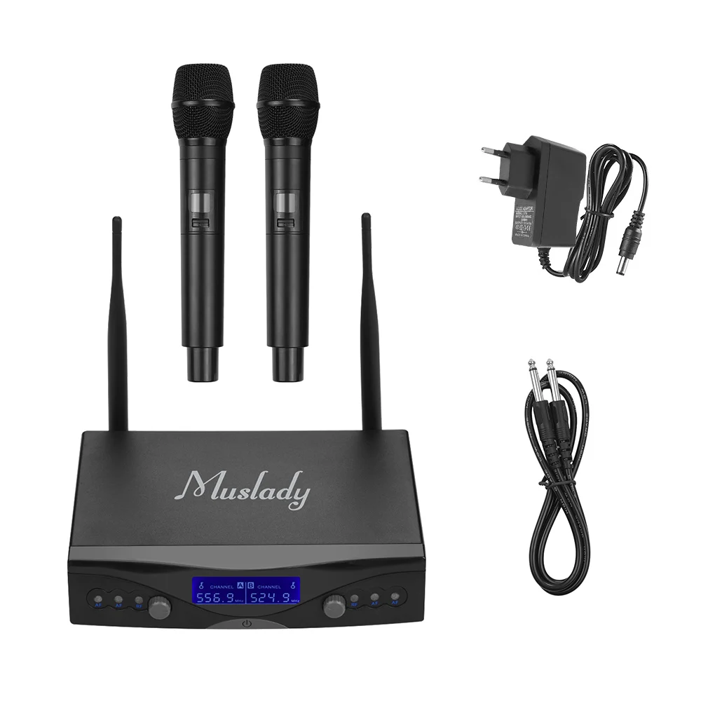 Muslady U1 UHF Band Wireless Microphone System 2 Handheld Mics & 1 Receiver with Backlit Display for Karaoke Home Entertainment
Muslady U1 UHF Band Wireless Microphone System 2 Handheld Mics & 1 Receiver with Backlit Display for Karaoke Home Entertainment