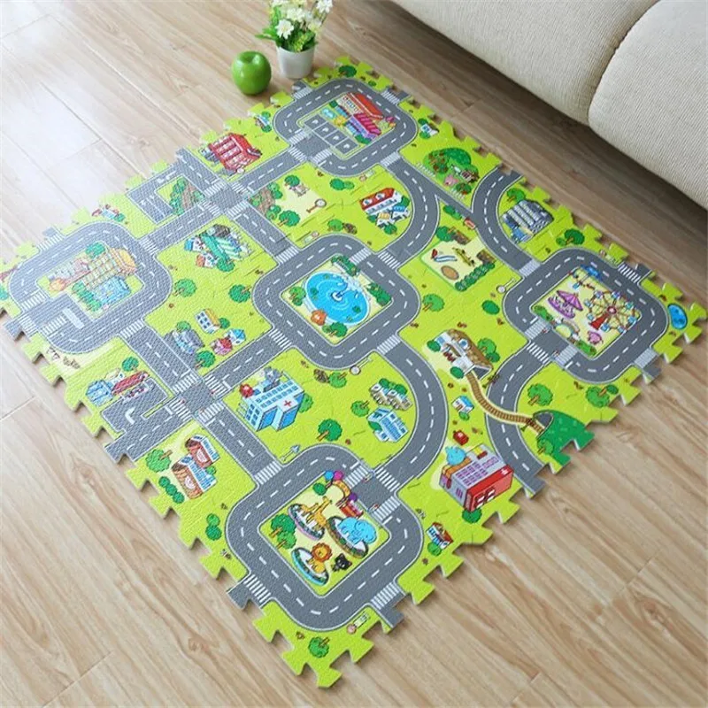 9 шт. 30x30 см Коврик diy наклейки из EVA Puzzle City дорожного движения маршрут образования