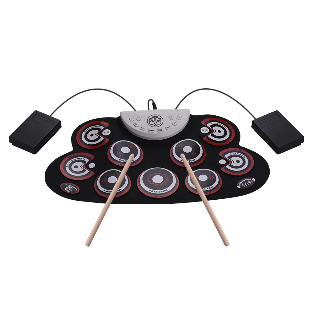 Portable Silicone Drum Pad Electronic Foldable Drum Set with Drum Sticks Foot Pedals Cartoon Design Digital Drum for Beginners
Portable Silicone Drum Pad Electronic Foldable Drum Set with Drum Sticks Foot Pedals Cartoon Design Digital Drum for Beginners