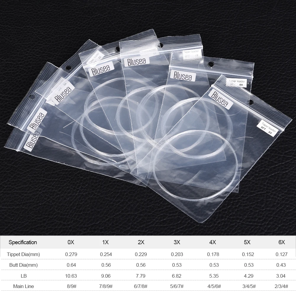 Фото Blusea 5 шт./лот рыболовная коническая леска 9 футов 0X 6X нейлоновая прозрачная для(Aliexpress на русском)