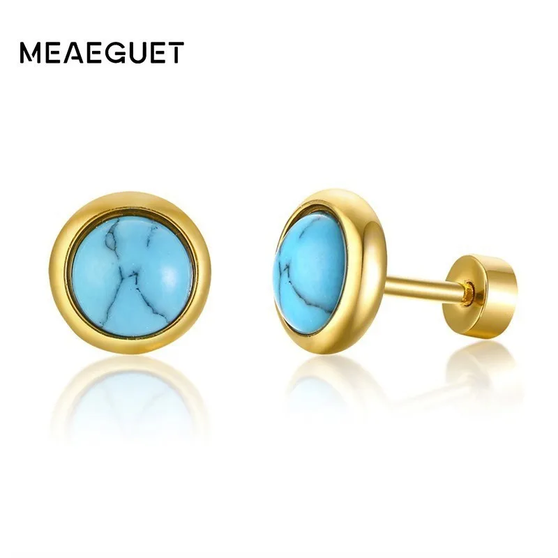 Mini Synthetic Gemstone Turquoi Stilla Stud Earrings in Golde Stainless Steel Women Earing
Mini Synthetic Gemstone Turquoi Stilla Stud Earrings in Golde Stainless Steel Women Earing