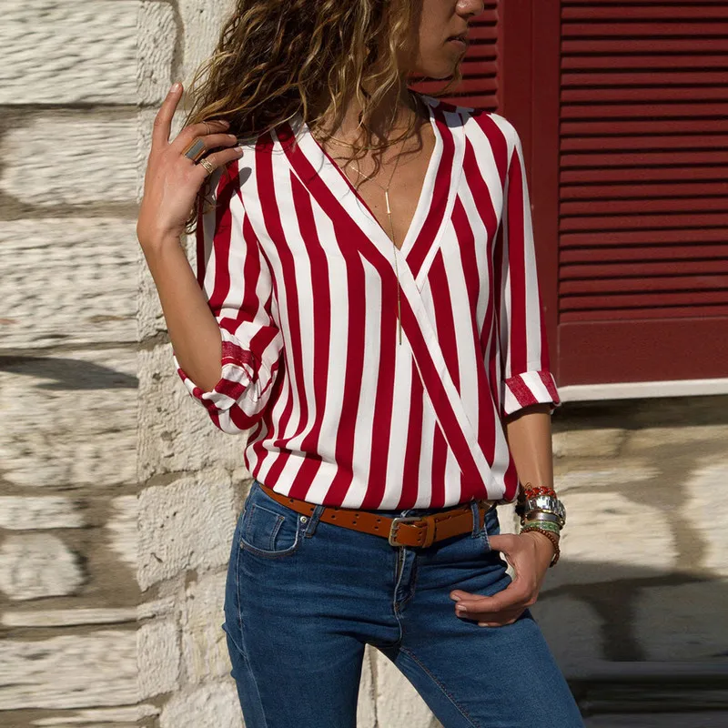 8-24 Women Casual Striped Blouse Tops Loose V Neck Shirt Top Office Plus Size Long Sleeve Blouse 2019 Summer
8-24 Women Casual Striped Blouse Tops Loose V Neck Shirt Top Office Plus Size Long Sleeve Blouse 2019 Summer