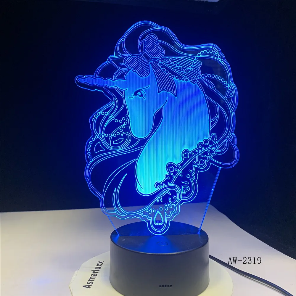 

Unicorn Romantic Gift 3D LED Table Lamp 7 Color Change Night Light Room Decor Lustre Holiday Girlfriend Kids Toys AW-2319