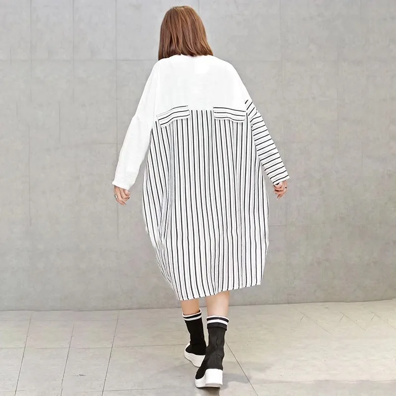 CHICEVER Spring Casual Striped Women Dress Square Collar Long Sleeve Button Loose Plus Size Mid-calf Dresses 2020 New Tide
CHICEVER Spring Casual Striped Women Dress Square Collar Long Sleeve Button Loose Plus Size Mid-calf Dresses 2020 New Tide