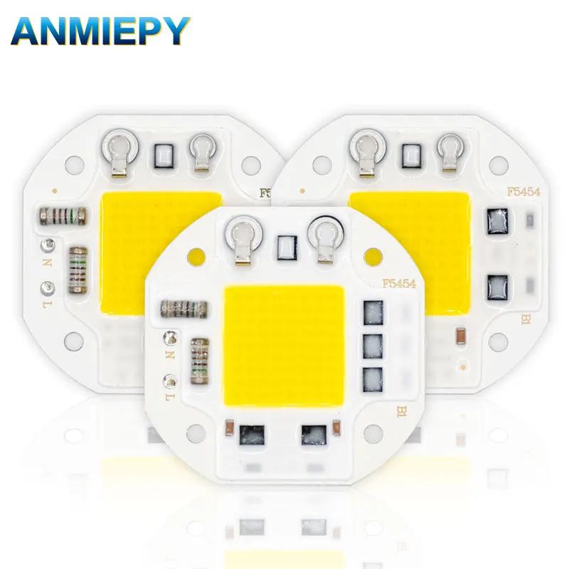 Светодиодный чип COB 20 Вт 30 50 умный IC 220 В светодиодный для DIY прожектор Точечный