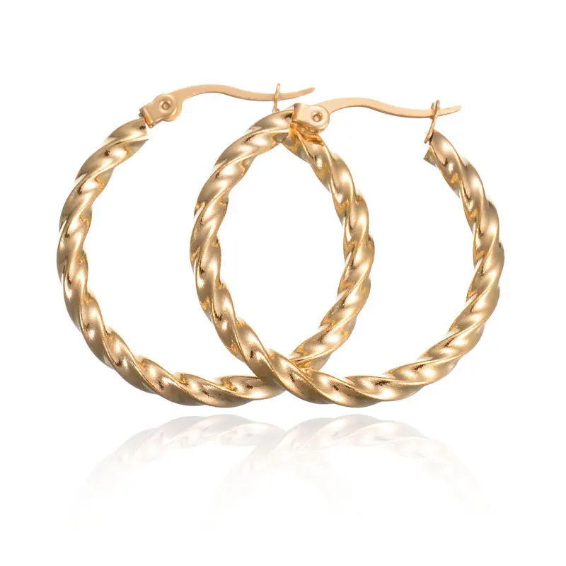Classic Stainless Steel Big Twisted Circles Hoop Earrings for Women Fashion Gold-color Statement Jewelry Trendy Earrings Gift
Classic Stainless Steel Big Twisted Circles Hoop Earrings for Women Fashion Gold-color Statement Jewelry Trendy Earrings Gift