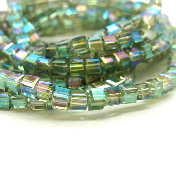 Бесплатная доставка! Темно зеленый кубический хрустальный бисер|cube crystal beads|crystal