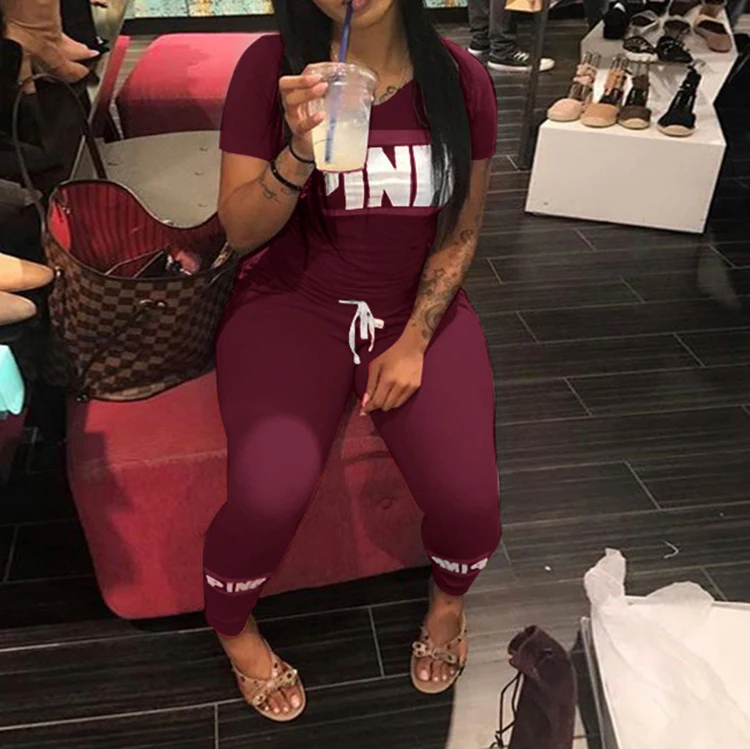 Sexy Women Suit Pink Letter Print Tracksuits Women Two Piece Set Spring Street T-Shirt Tops And Jogger Set Suits Casual 2pcs
Sexy Women Suit Pink Letter Print Tracksuits Women Two Piece Set Spring Street T-Shirt Tops And Jogger Set Suits Casual 2pcs