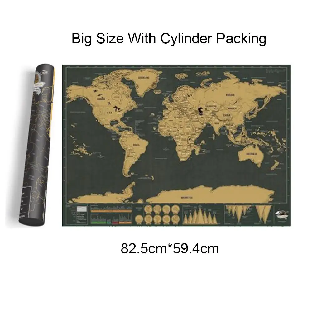 Deluxe Erase Black World Map Scratch off Personalized Travel for Room Home Decoration Wall Stickers | Дом и сад