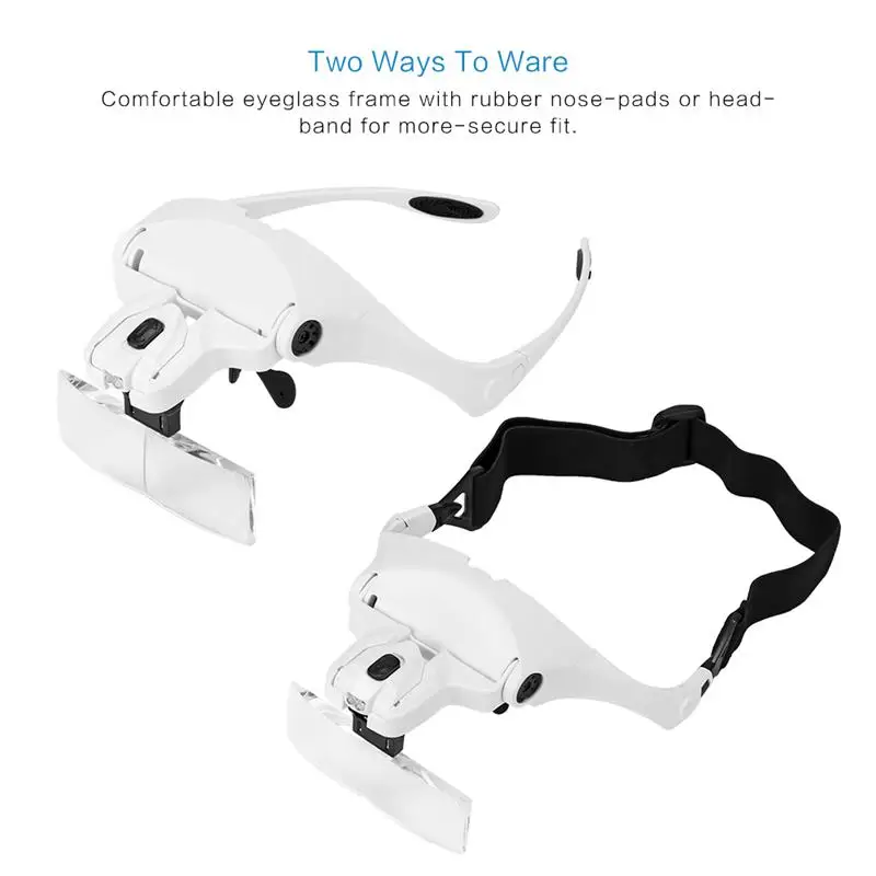 Headband 2 LED Magnifier 1x 1.5x 2x 2.5x 3.5x Lens Interchangeable Head Eye Magnifying Glasses With Lamp
Headband 2 LED Magnifier 1x 1.5x 2x 2.5x 3.5x Lens Interchangeable Head Eye Magnifying Glasses With Lamp