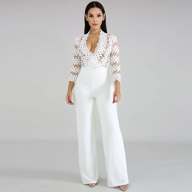 Long Sleeve Sexy Women Culotte Jumpsuit One Piece Elegant Party Evening Cocktail Wedding Wide Leg Romper Lace Hollow Out White
Long Sleeve Sexy Women Culotte Jumpsuit One Piece Elegant Party Evening Cocktail Wedding Wide Leg Romper Lace Hollow Out White