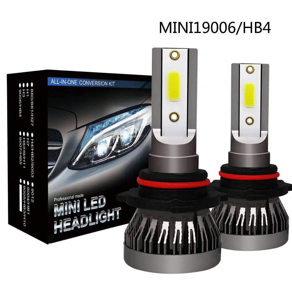 2 шт. MiniCar фара H1 H4 H7 H11 H8 Светодиодные лампы HB2 комплект 9005 HB3 9006 6500k свет 12 В 8000LM 36 Вт