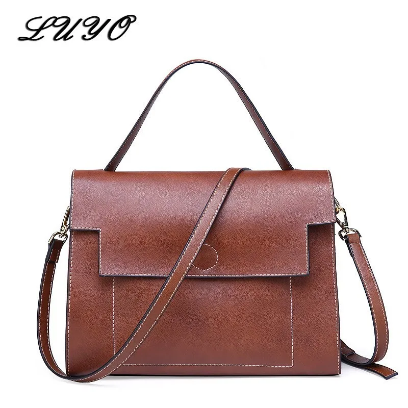 LUYO Vintage Genuine Leather Luxury Handbags Women Shoulder Bags Female Postman Brown Tote Bag Ladies Designer Handbag Bolsos
LUYO Vintage Genuine Leather Luxury Handbags Women Shoulder Bags Female Postman Brown Tote Bag Ladies Designer Handbag Bolsos