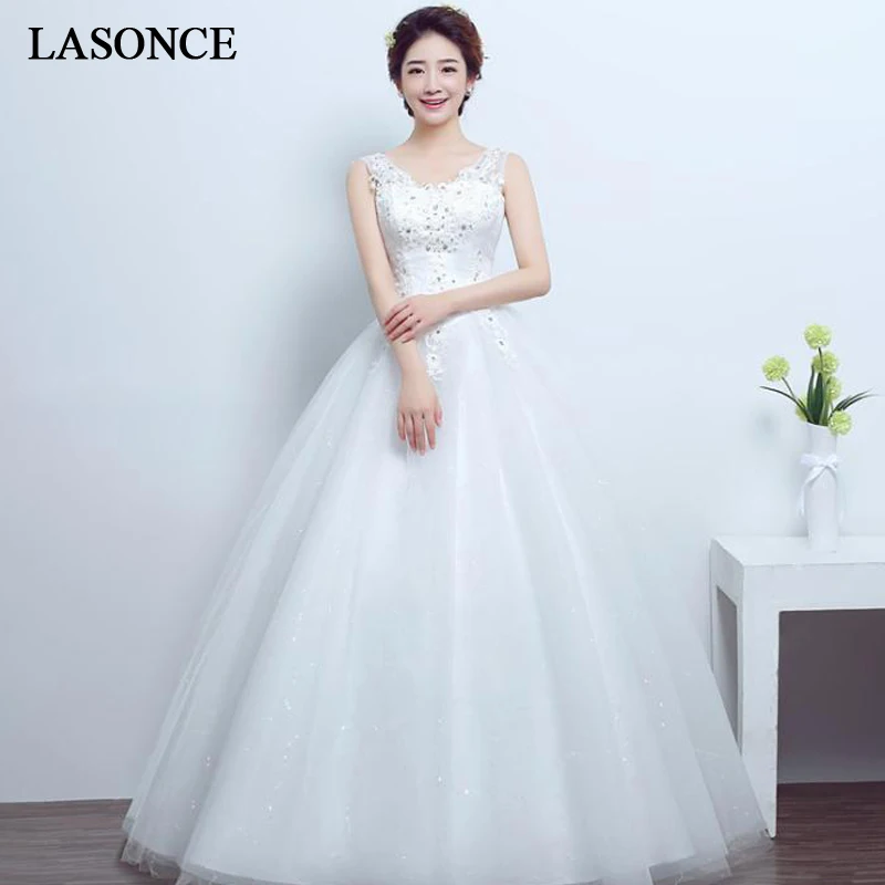 LASONCE Crystal V Neck Sequined Ball Gown Wedding Dresses Lace Appliques Tank Lace Up Backless Tulle Bridal Gowns
LASONCE Crystal V Neck Sequined Ball Gown Wedding Dresses Lace Appliques Tank Lace Up Backless Tulle Bridal Gowns