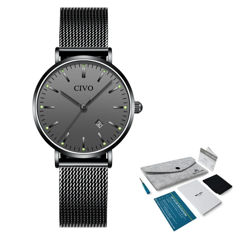 CIVO Luxury Diamond Watches Rhinestone Womens Waterproof Luminous Quartz Watches Slim Steel Mesh Women Clock Relojes Mujer
CIVO Luxury Diamond Watches Rhinestone Womens Waterproof Luminous Quartz Watches Slim Steel Mesh Women Clock Relojes Mujer