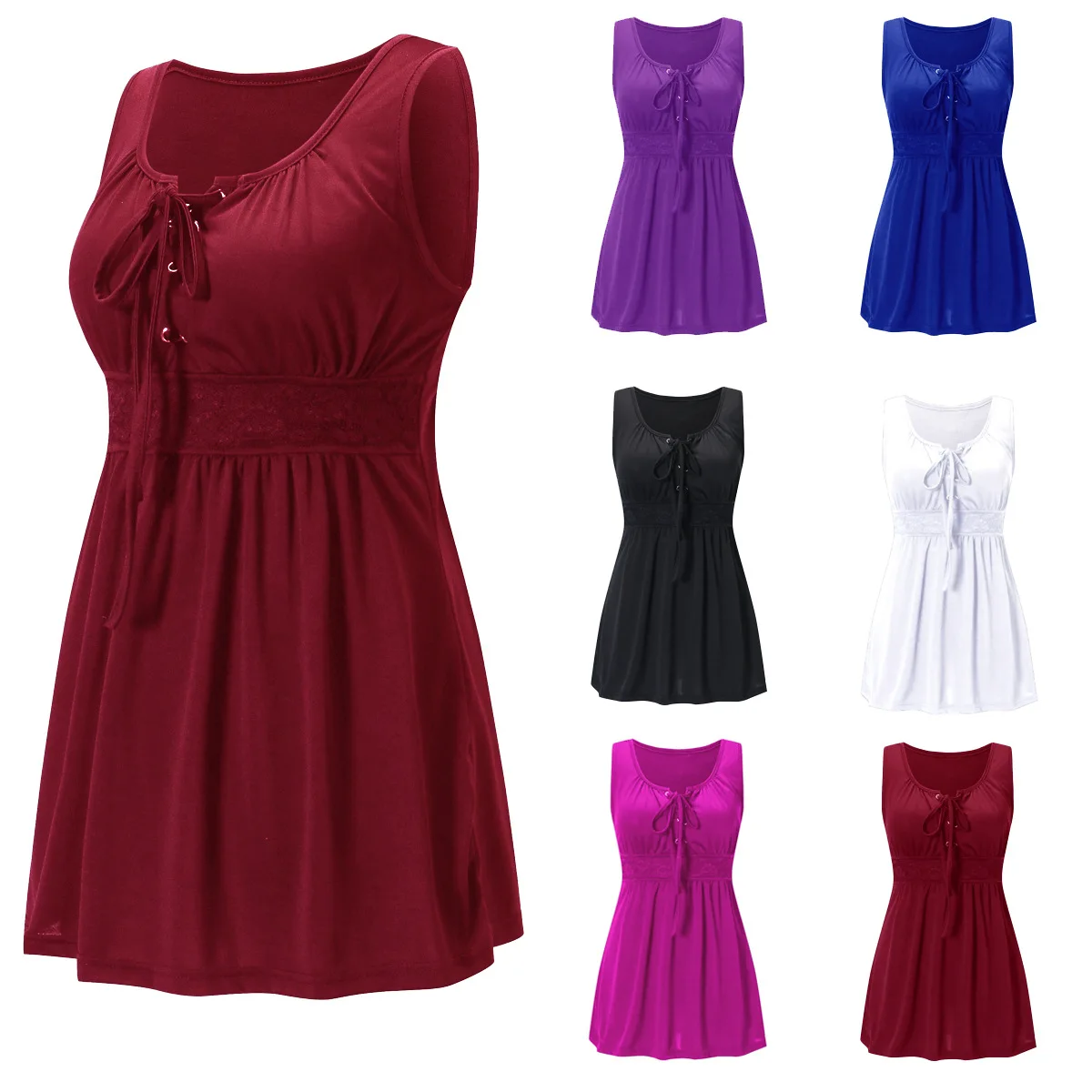 Женский обжимный кружевной топ со шнуровкой 
Женский обжимный кружевной топ со шнуровкой