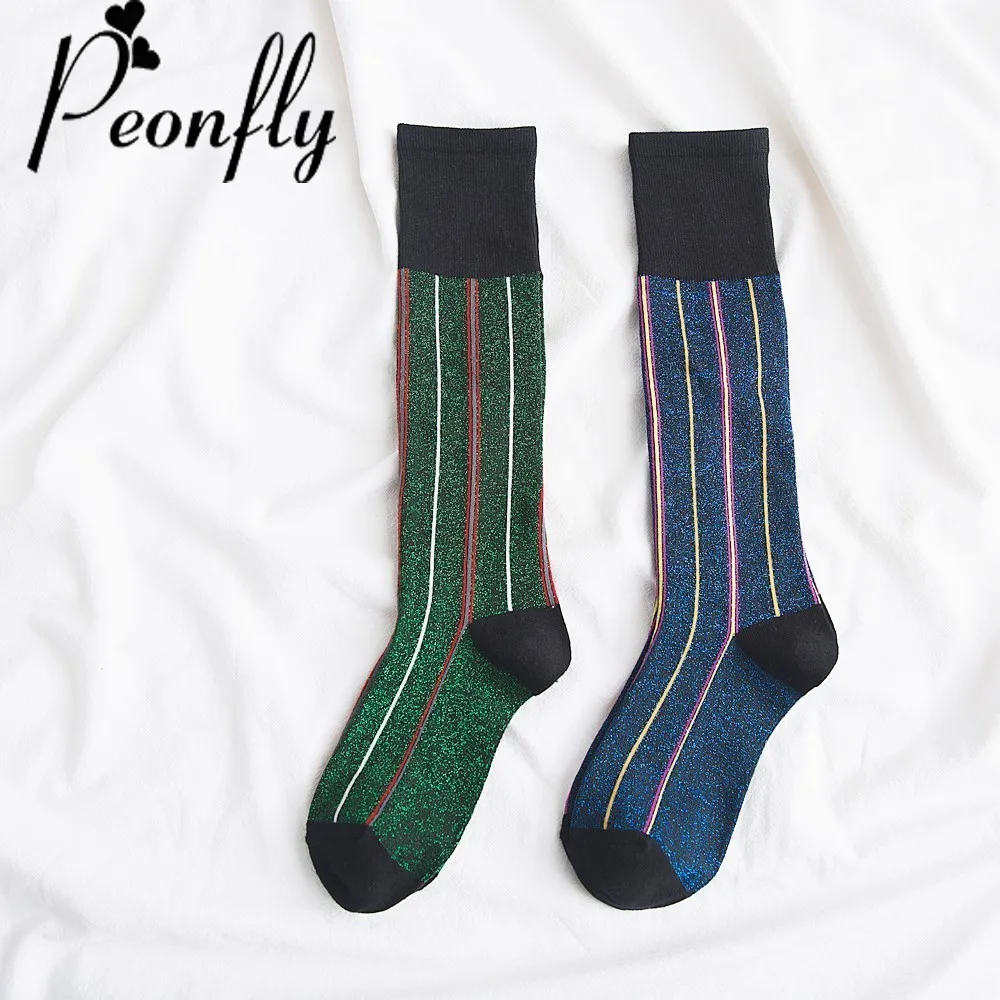 PEONFLY Novelty Shining Socks Women Autumn Winter Fashion Gold Silver Silk Stripes Socks Female Cotton Short Socks Blue Green
PEONFLY Novelty Shining Socks Women Autumn Winter Fashion Gold Silver Silk Stripes Socks Female Cotton Short Socks Blue Green