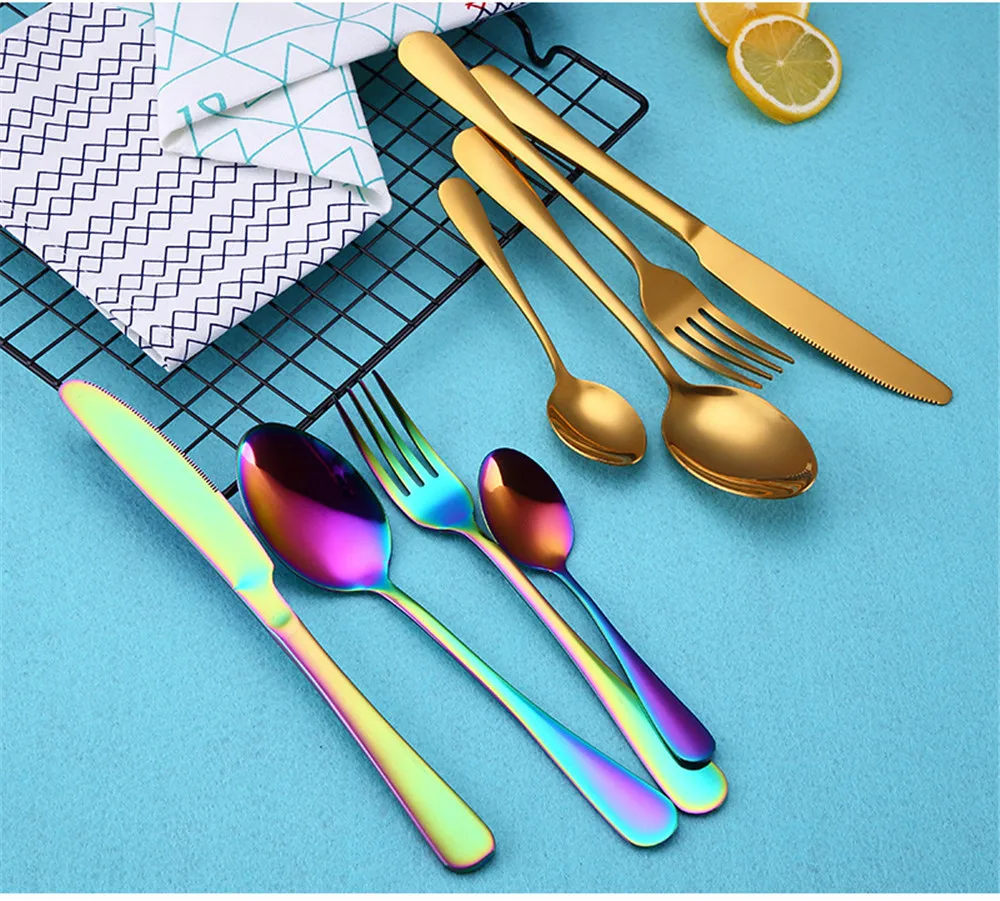 Vintage 304 Stainless Steel Black Rose Gold Blue Cutlery Tableware Set Dinnerware Sets Dinner Knife Fork Teaspoon 4pcs
Vintage 304 Stainless Steel Black Rose Gold Blue Cutlery Tableware Set Dinnerware Sets Dinner Knife Fork Teaspoon 4pcs