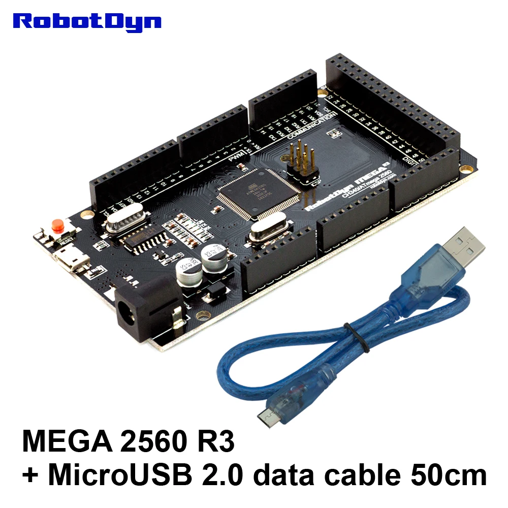 Mega2560 R3 CH340G/ATmega2560 16AU + USB 2 0 кабель для передачи данных (50 см). Совместимость с Arduino Mega