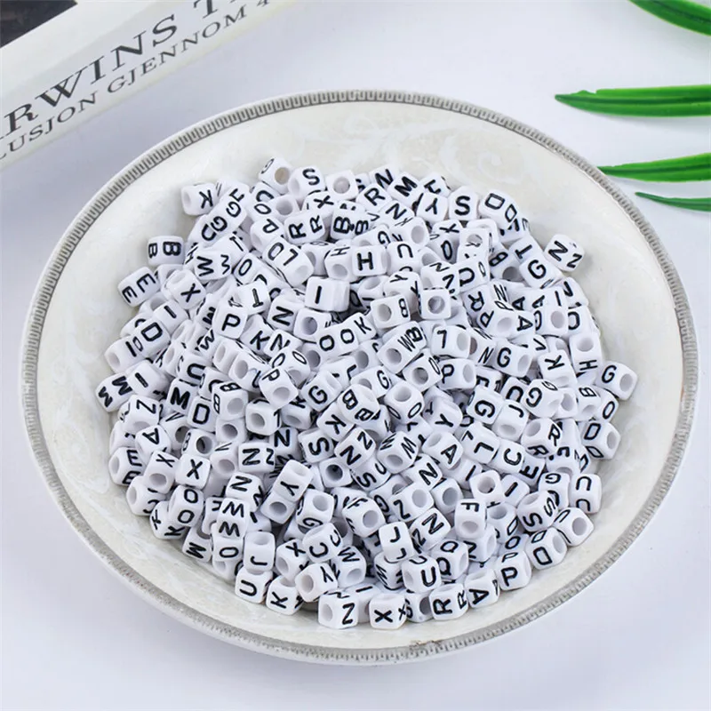 100PCS 6*6MM Cube White Square Acrylic Letter Beads Single Alphabet Printing Bracelet Necklace For Women Men Jewelry Accessories
100PCS 6*6MM Cube White Square Acrylic Letter Beads Single Alphabet Printing Bracelet Necklace For Women Men Jewelry Accessories