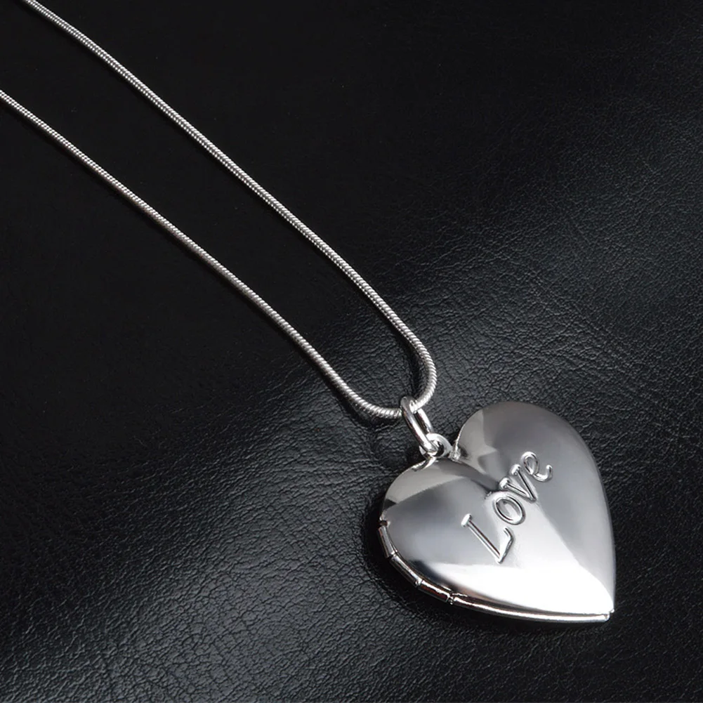 1 шт. кулон в форме сердца виде медальона для фото романтическое ожерелье с