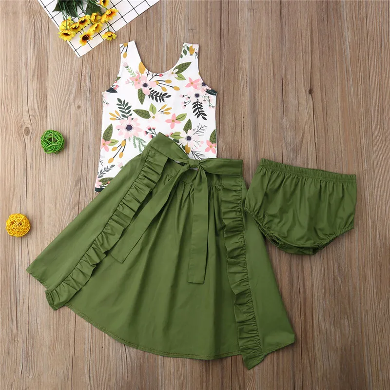 3pcs Toddler Kids Baby Girl Outfit Shirt Floral Tops+Shorts+Split Dress Clothes Set Sleeveless Cotton Soft Clothing Summer
3pcs Toddler Kids Baby Girl Outfit Shirt Floral Tops+Shorts+Split Dress Clothes Set Sleeveless Cotton Soft Clothing Summer