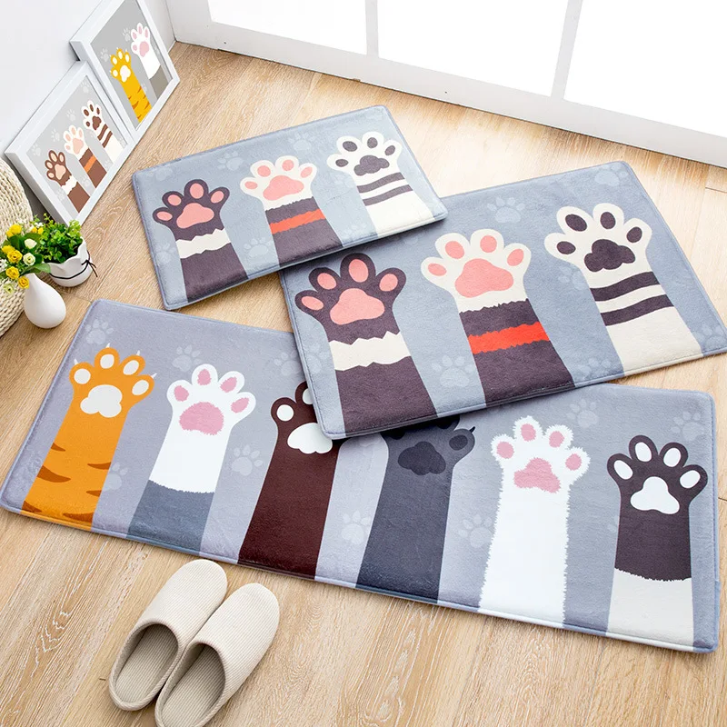 Flannel cartoon cat's paw into the door mat Household bathroom door absorbs the pedal mat long bedroom
Flannel cartoon cat's paw into the door mat Household bathroom door absorbs the pedal mat long bedroom