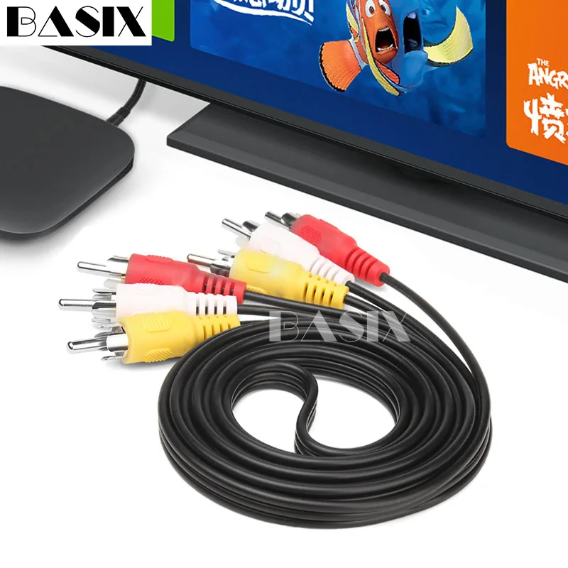 Аудио-видео кабель Basix 1 5 м 3 RCA к 3RCA штекер Композитный Аудио Видео AV провод для DVD TV
