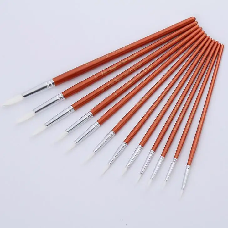 12Pcs/lot Round Shape Nylon Hair Wooden Handle Paint Brush Set For Art School Watercolor Acrylic Painting Supplies
12Pcs/lot Round Shape Nylon Hair Wooden Handle Paint Brush Set For Art School Watercolor Acrylic Painting Supplies