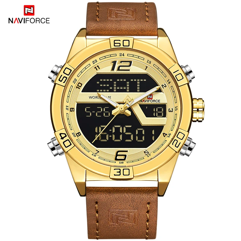 NAVIFORCE Men's Luxurious Brand Gold Waterproof Watch Men Quartz Dual Display Wristwatch Male Clock Watches Relogio Masculino
NAVIFORCE Men's Luxurious Brand Gold Waterproof Watch Men Quartz Dual Display Wristwatch Male Clock Watches Relogio Masculino