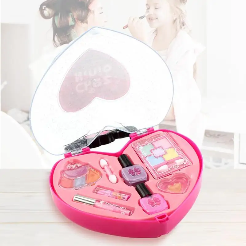 Kids Make Up Toy Water Soluble Makeup Heart Shaped Handbags Beauty Kit Baby Girl Toys For Children |