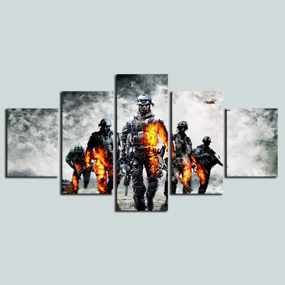 5 Piece HD Wall Picture Battlefield Video Game Poster Fantasy Art Home Decor | Дом и сад