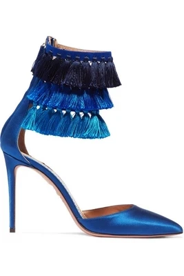 Newest Design Women Blue Satin Leather Pointed Toe Sandals Ankle Wrap Rivets Embellished High Thin Heel Dress Shoes Back Zipper
Newest Design Women Blue Satin Leather Pointed Toe Sandals Ankle Wrap Rivets Embellished High Thin Heel Dress Shoes Back Zipper