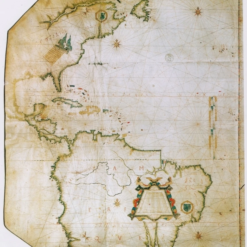 Atlantic карта океана от 1601 плакат печать по науке источник (24x36) | Дом и сад