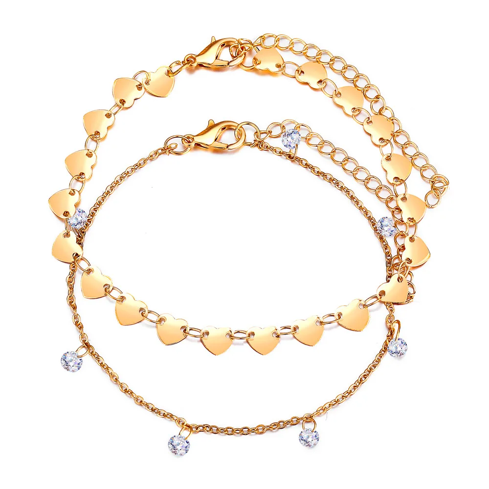New Footchain Anklets Love Heart Sequins Inlaid Crystal Pendant Leg Chain Set Anklet Bracelet for Women Bohemian Jewelry
New Footchain Anklets Love Heart Sequins Inlaid Crystal Pendant Leg Chain Set Anklet Bracelet for Women Bohemian Jewelry