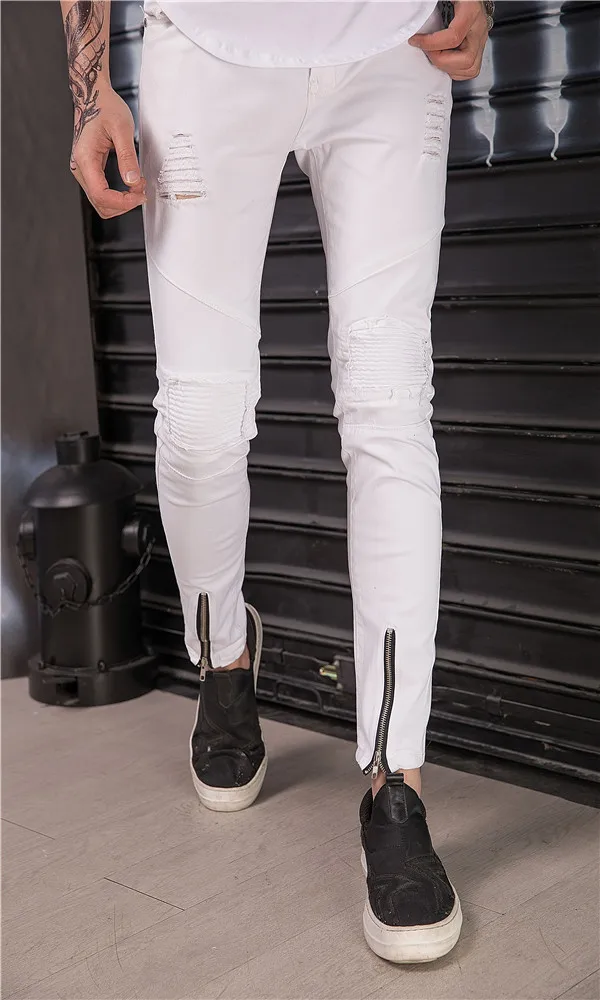 2019 Casual White Hip Hop Jeans for Men Ripped Pleated Skinny Streetwear Slim-fit Hole Locomotive Pencil Pants Plus Size
2019 Casual White Hip Hop Jeans for Men Ripped Pleated Skinny Streetwear Slim-fit Hole Locomotive Pencil Pants Plus Size