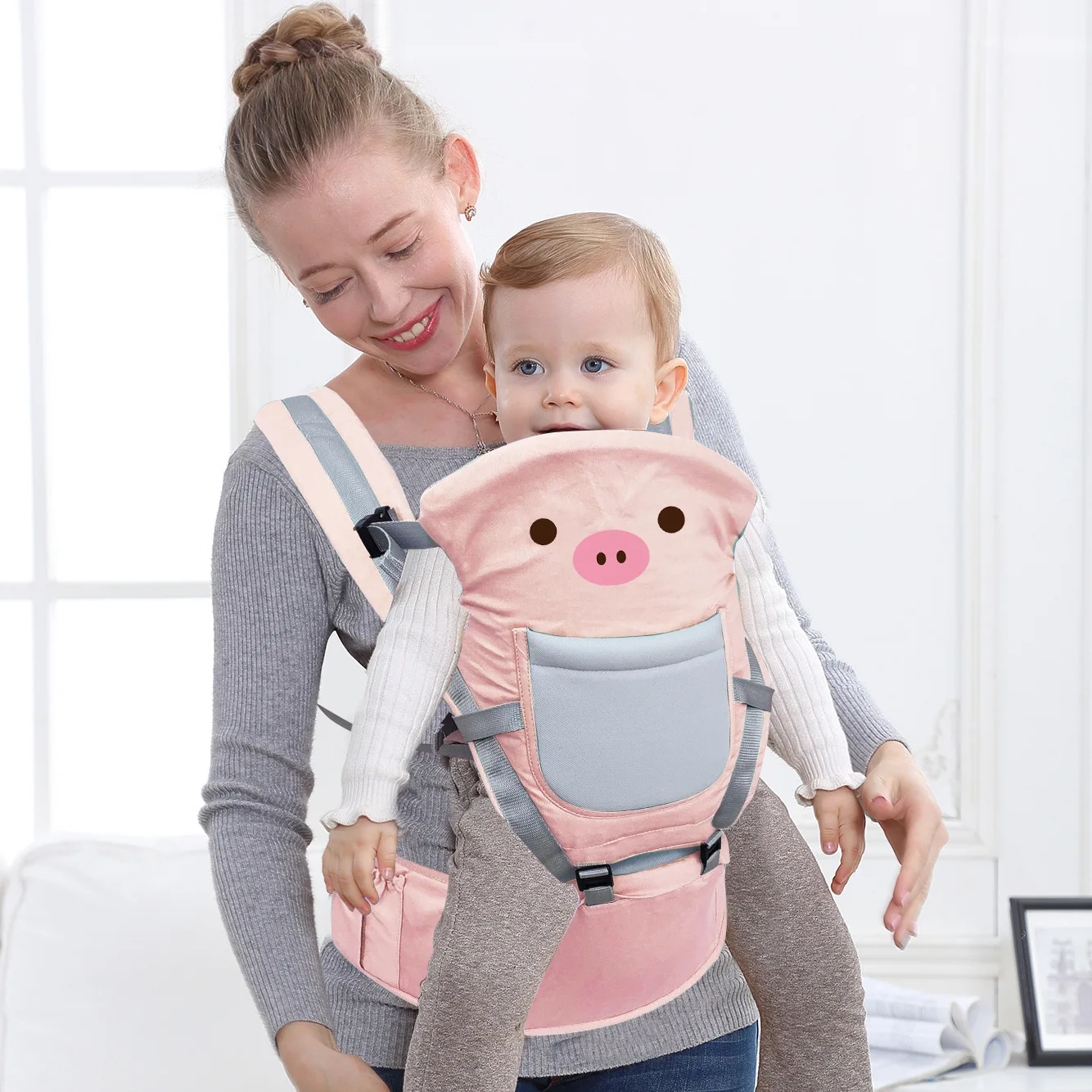 Cute Cartoon Baby Carrier Backpacks 10 Functions Suitable for Multiple Ages Kangaroo Sling Wrap Infant | Мать и ребенок