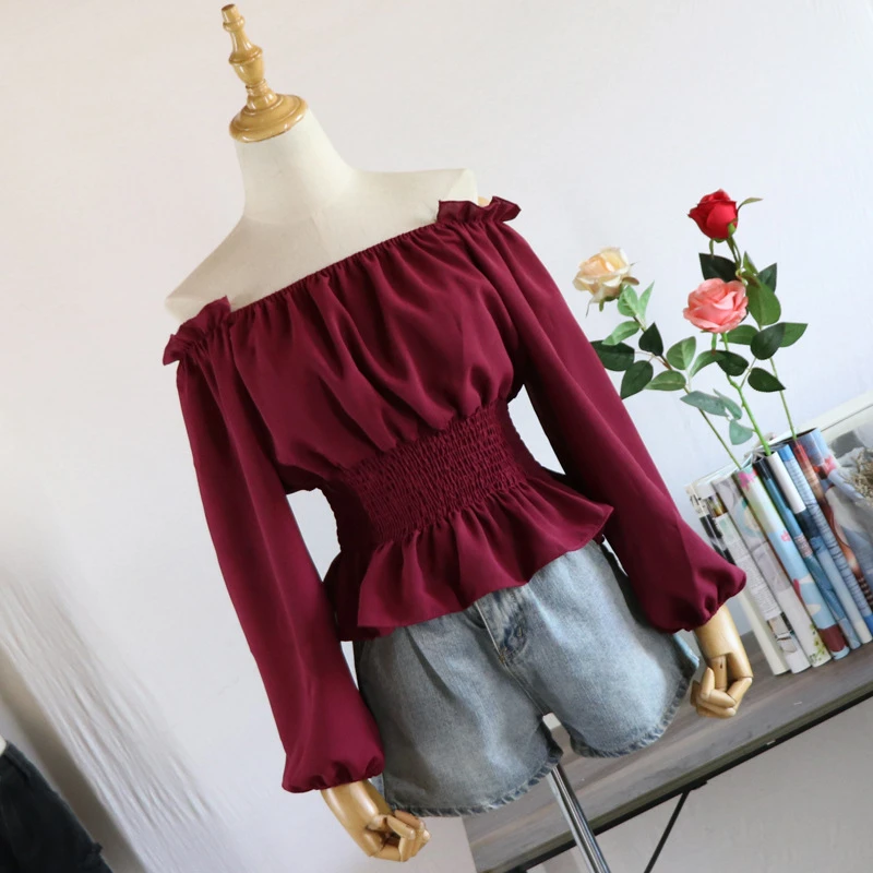 Chic Solid Chiffon Shirt Women Harajuku Ruffles Long Sleeve Lantern Blouse Casual Korean Summer Ladies Slash Neck Shirt ZXF111
Chic Solid Chiffon Shirt Women Harajuku Ruffles Long Sleeve Lantern Blouse Casual Korean Summer Ladies Slash Neck Shirt ZXF111