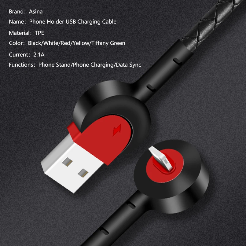 Кабель Lighting держатель Quick Charge кабель для usb Iphone зарядки и передачи данных кабели