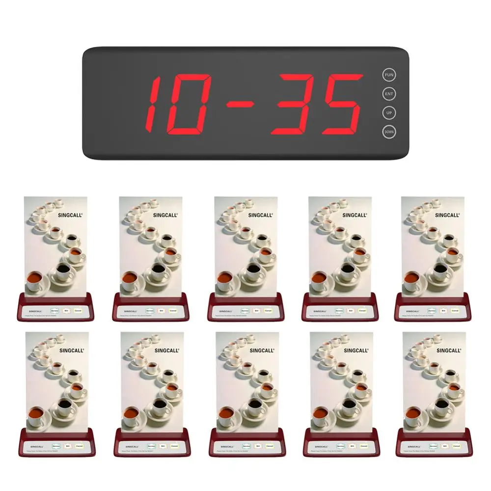 SINGCALL Waiter Calling System,1 Screen Display Receiver SC-R50 and 10 Wireless Call Buttons,3 Options Button Pagers Red Color
SINGCALL Waiter Calling System,1 Screen Display Receiver SC-R50 and 10 Wireless Call Buttons,3 Options Button Pagers Red Color