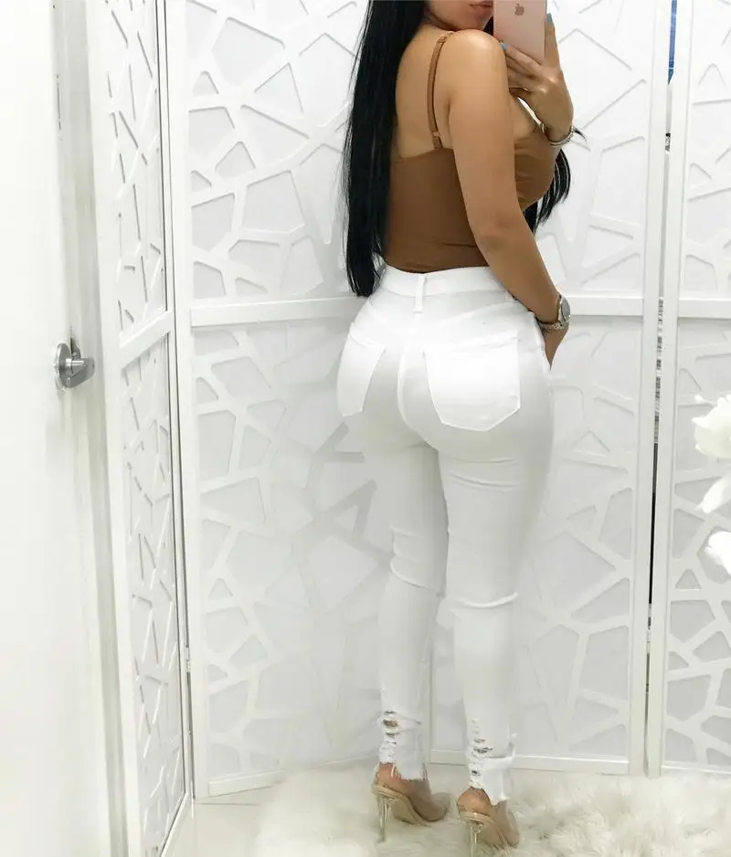 2018 Fashion Black and White Skinny Casual Pencil Pants Hole Ripped High Waist High Elastic Wash Jeans for Women Plus Size
2018 Fashion Black and White Skinny Casual Pencil Pants Hole Ripped High Waist High Elastic Wash Jeans for Women Plus Size