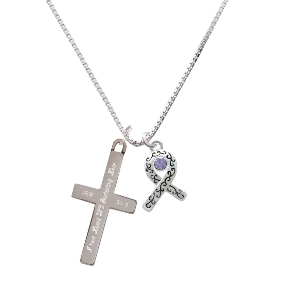 Лента для прокрутки с Лавандовое кристаллическое Everlasting Love cross necklace|Подвески| |