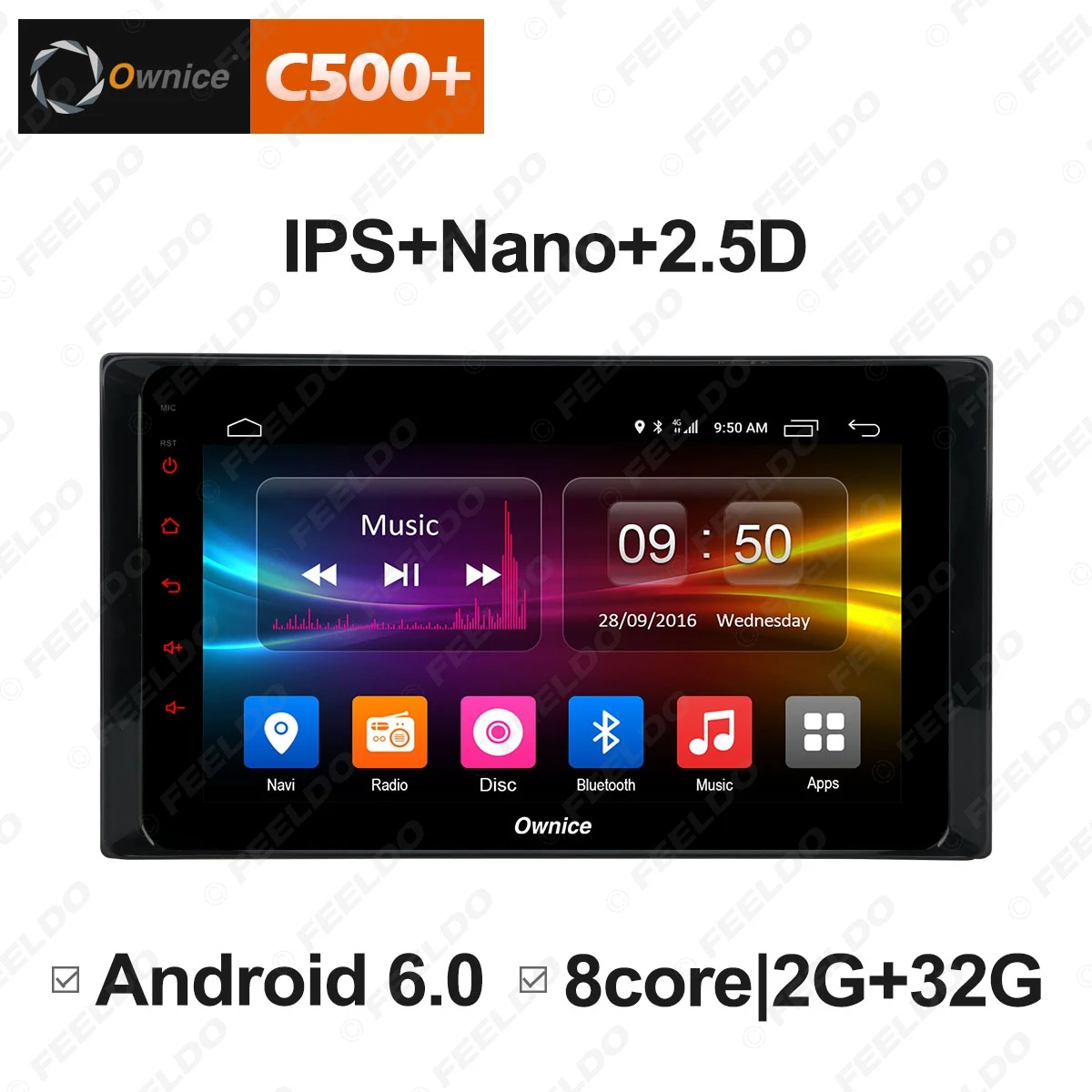 FEELDO 8 "Android 6 0 4 ядерный/DDR3 1G/16G/поддержка 4G ключ автомобильный медиаплеер с GPS/FM/AM
