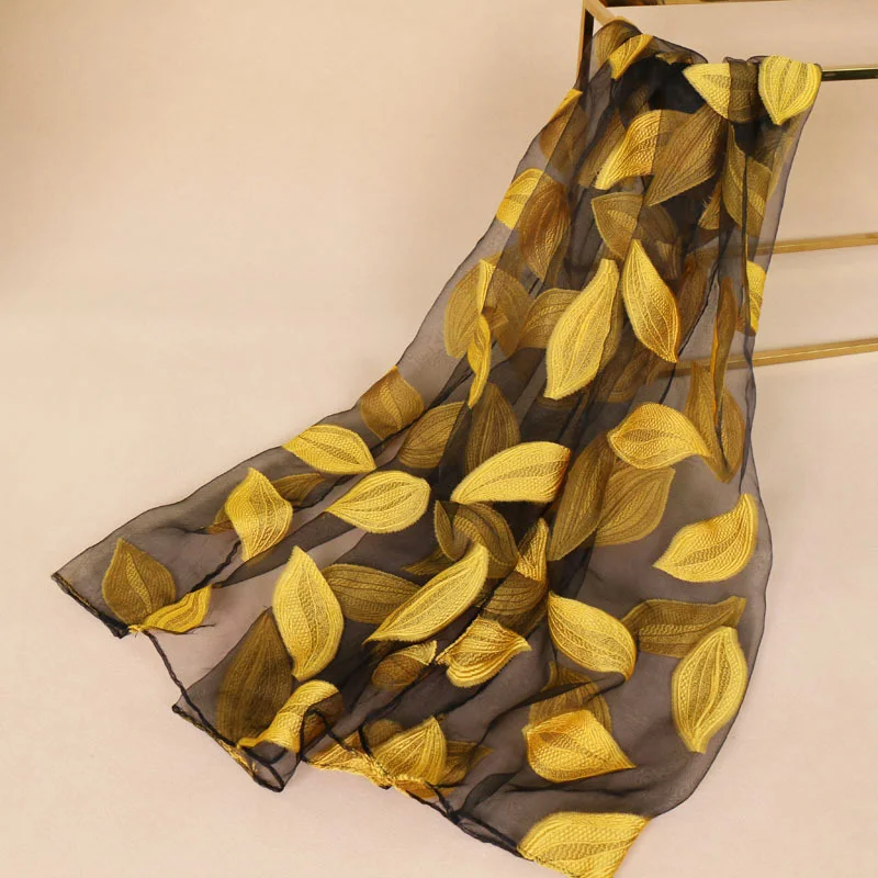 Women 1PC Shawl Leaf Silk Luxury Bandana Embroidery Black Lace Organza hijab Fashion Flowers New Long Scarf Yarn Scarves
Women 1PC Shawl Leaf Silk Luxury Bandana Embroidery Black Lace Organza hijab Fashion Flowers New Long Scarf Yarn Scarves